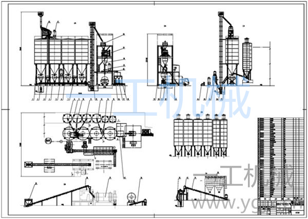 階段式干混砂漿生產(chǎn)線圖紙